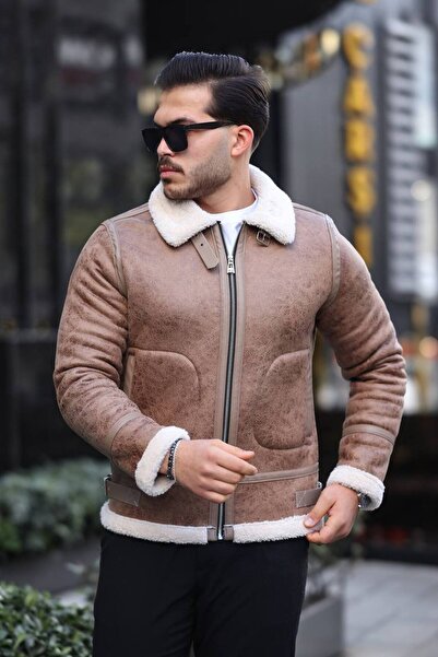 KOCCI New season men's furry napa leather winter coat jacket