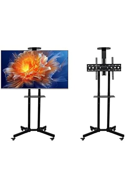 HAMOOD TV SA حامل تلفزيون كلاسيكي من 32 إلى 65 بوصة مع عجلات قوية ورف للكامير...