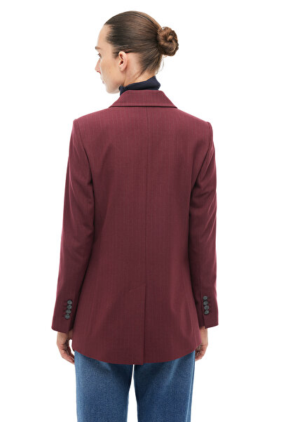Perspective Burgundy Swallow Collar Jacket