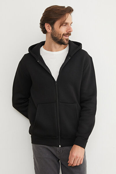 Fulla Moda Φούτερ με 3 κλωστές και τσέπες καγκουρό με φερμουάρ