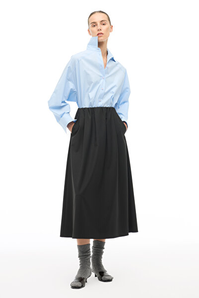 Perspective Black High Waist Midi Skirt