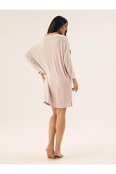 ESOTIQ Rochie de noapte pentru femei, cu mânecă lungă, supradimensionată, și decolteu în V | Risa