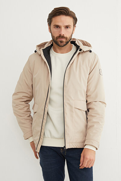 Fulla Moda Μπουφάν με με τύπωμα τσέπες με φερμουάρ με κουκούλα