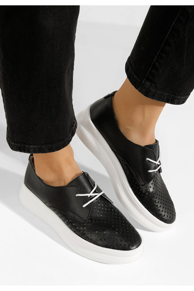 B T Shoes Černé kožené polobotky Seirra