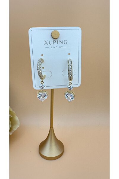 XUPING JEWELRY Zirkon Taşlı Kalp Sallantılı Küpe