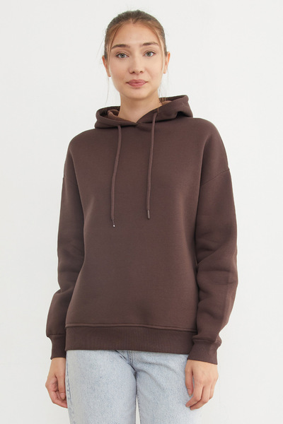 Fulla Moda 3 Thread Basic Oversize Hooded Sweatshirt