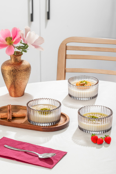 Porsima Large Size Rayan Sultan 6-Piece Glass Snack Bowl Presentation Magnolia-Magnolia Bowl