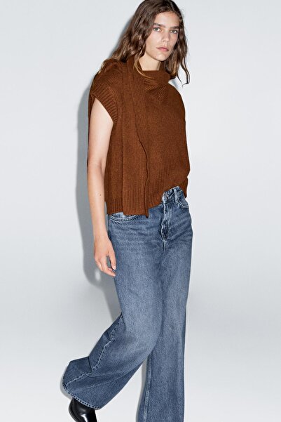 Massimo Dutti Atkılı V yaka triko süveter