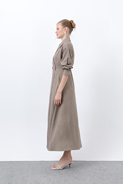 Loreen Γυναικείο φόρεμα με λεπτομέρεια με κουμπιά-20674ELB - Βιζόν