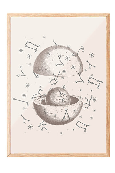 Zestia Tablou cu ramă din lemn, Armonie cosmică, Poster decorativ pentru biro...