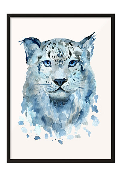 Zestia Tablou înrămat negru, Leopardul de zăpadă mistic, Poster decorativ pen...