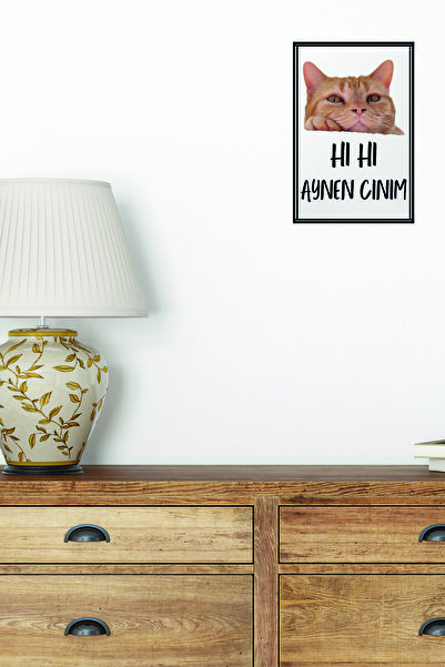 qoeuyl boutique Διασκεδαστικό δώρο με στάμπα Aynen Cınım-Kedi 18x27 MDF Μίνι ...