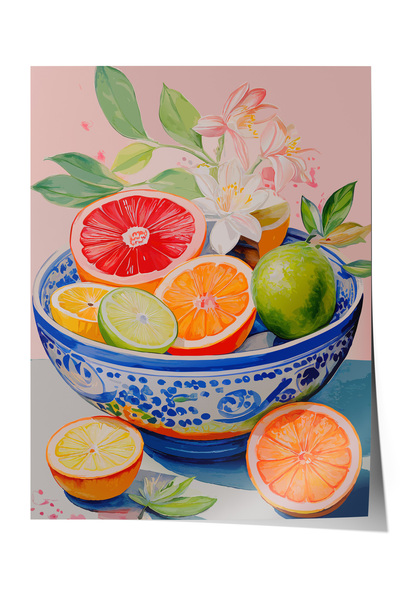 Zestia Αφίσα χωρίς πλαίσιο, Εικονογράφηση ποτού με πορτοκάλι και γκρέιπφρουτ,...