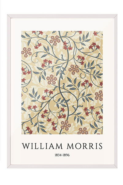 Zestia Tablou în ramă albă, model floral William Morris, poster decorativ pen...