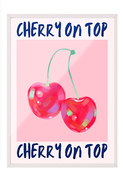 Zestia Tablou cu ramă albă, design Cherry On Top Cherry, Poster decorativ pen...