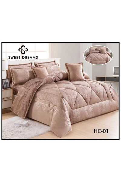 Gerenic مفرش شتوي مزدوج مخمل فرو محفور 8 قطع لحاف مقاس230×250سم- فيراني