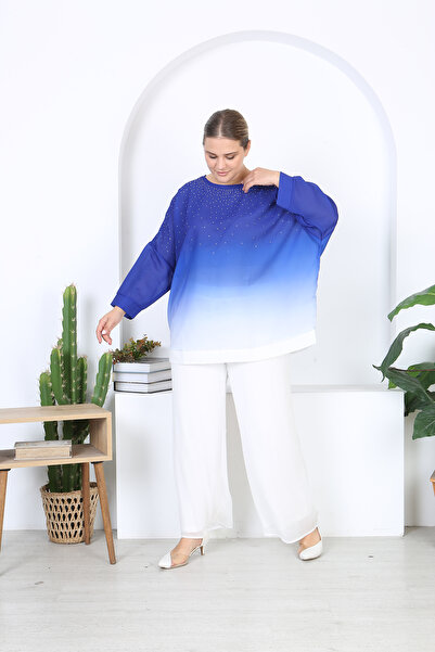 XL Modam Women's XL Modam Lycra Viscose Blue White Stone Lycra Tunic