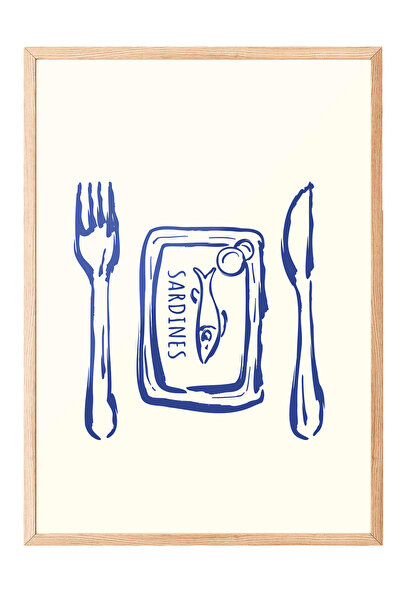 Zestia Tablou cu ramă din lemn, Schiță de picnic, Poster decorativ pentru buc...