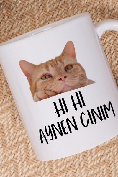 giftkonsept Aynen Cinim-Cat Printed Fun Gift White Mug