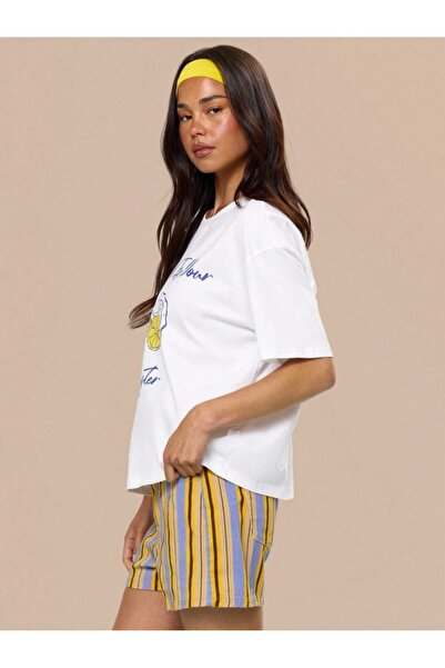 Kaptins Women's White T-Shirt Lemon Printed T-Shirt