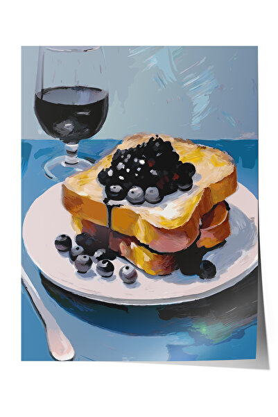 Zestia Poster fără ramă, Prezentare cu afine și vin, Poster decorativ pentru ...