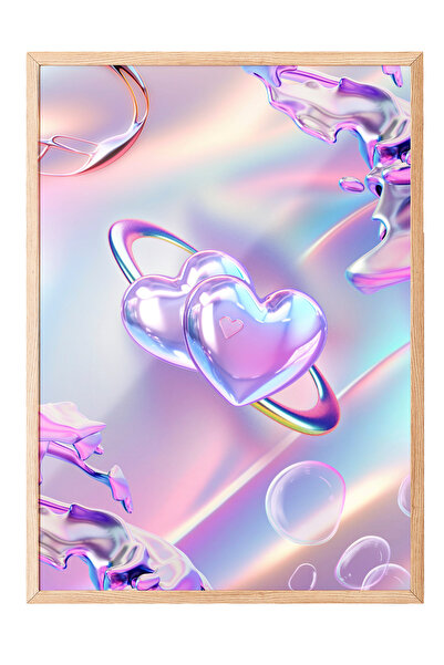 Zestia Tablou cu ramă din lemn, Reflecție de inimă în pasteluri, Poster decor...