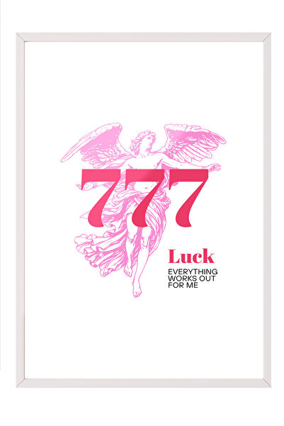 Zestia Tablou înrămat alb, 777 Aripi de înger a norocului, Poster decorativ p...