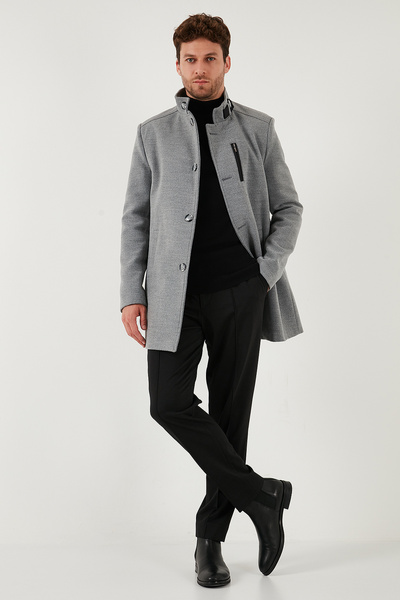 Buratti Slim Fit Buttoned Stand Collar Cashmere Coat Men's Coat 5840099