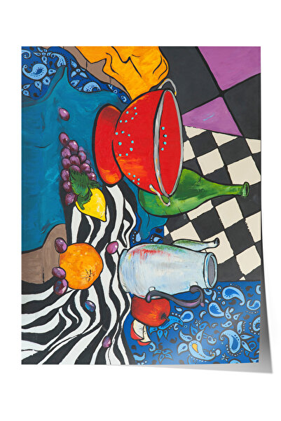 Zestia Poster fără ramă, compoziție abstractă colorată cu fructe, poster deco...