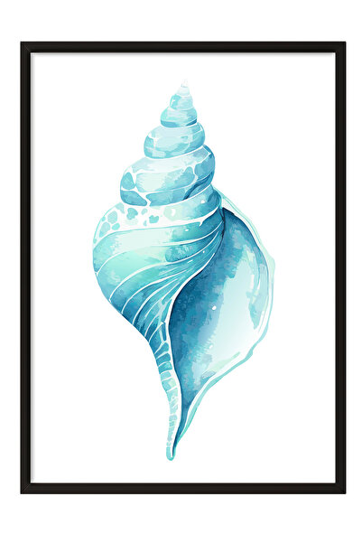 Zestia Tablou cu ramă neagră, ilustrație cu scoici turcoaz, poster decorativ ...