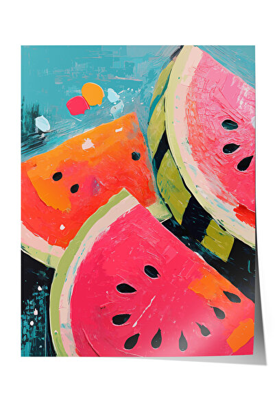 Zestia Poster fără ramă, felii de pepene verde în stil acuarelă, poster decor...