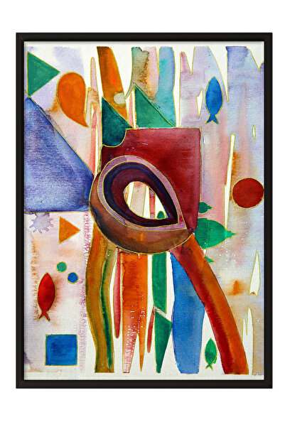 Zestia Πίνακας με μαύρο πλαίσιο, Πολύχρωμο αφηρημένο σχέδιο ματιών και μοτίβω...