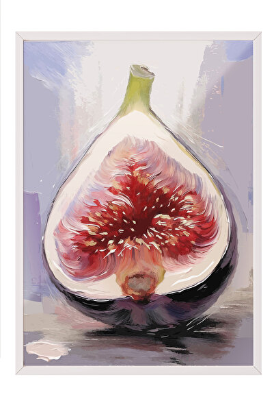 Zestia Tablou cu ramă albă, Ilustrație cu detalii de fructe de pădure mov, Po...