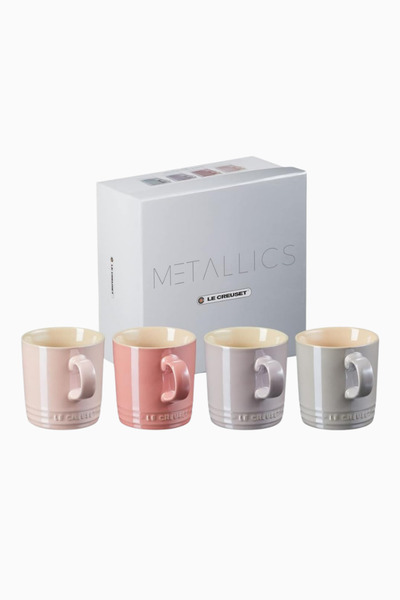 Le Creuset 4’lü Stoneware Mug Seti 350 ml, Metallics Rosé Renk Koleksiyonu