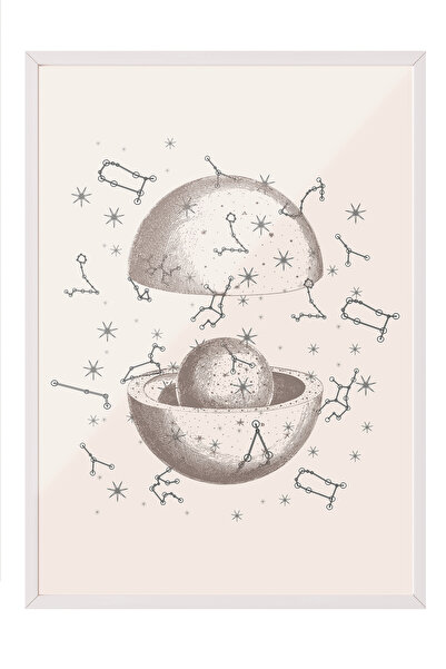 Zestia Tablou cu ramă albă, Armonie cosmică, Poster decorativ pentru birou Nr...