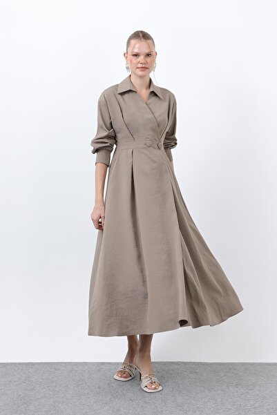 Loreen Γυναικείο φόρεμα με λεπτομέρεια με κουμπιά-20674ELB - Βιζόν