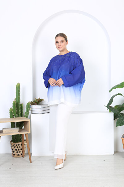 XL Modam Women's XL Modam Lycra Viscose Blue White Stone Lycra Tunic