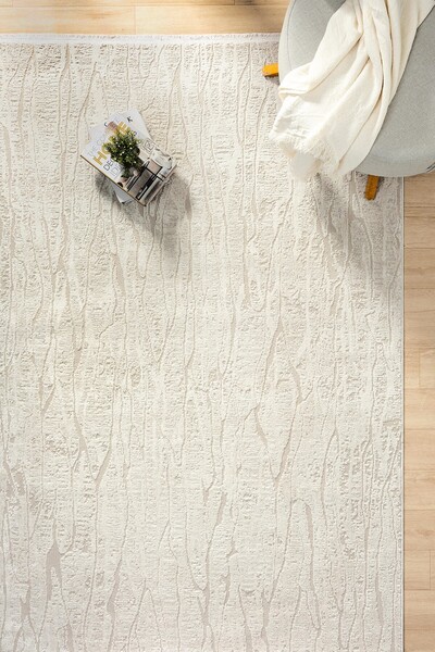 Eliz Home Modern Krem Saçaklı Dokuma Halı Yolluk Antre Oturma Odası Salon Mutfak Halısı