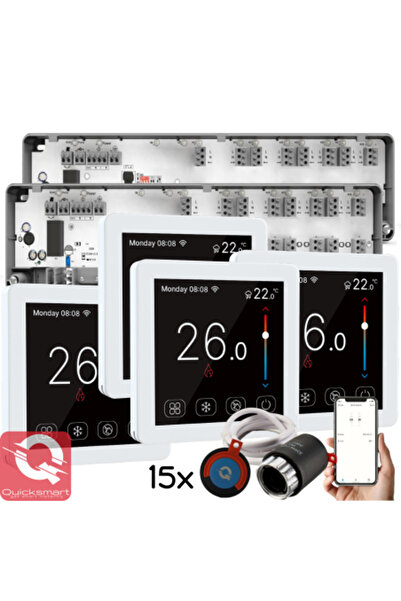 Quicksmart Kit de automatizare Q10 pentru încălzire prin pardoseală, 2x contr...
