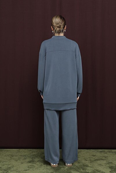 Puane Women's Embroidery Detailed Embroidered Suit - 14305Tks - Antracite