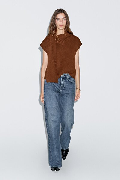 Massimo Dutti Atkılı V yaka triko süveter
