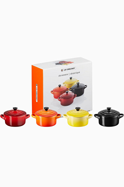 Le Creuset 4’lü Mini Cocotte Seti 200 ml Taş Seramik, Fire & Flame Renkler