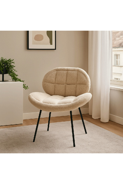 genernic Single Armchair - Bouclé Beige Fabric