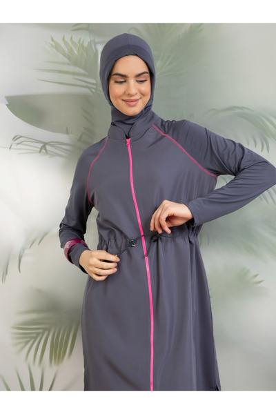 Mayo Bella By Styli Grey Long Sleeve Burkini with Leggings Set