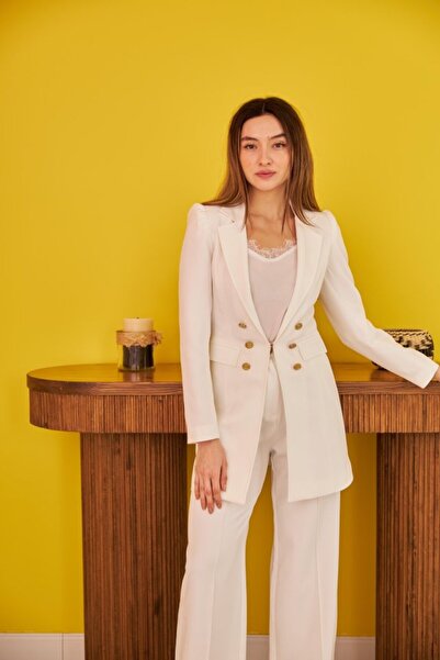 DEAG Ecru Blazer Buttoned Jacket