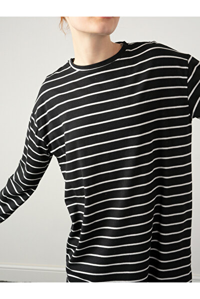 Por La Cara By Styli Striped Cotton Round Neck Longline Tunic