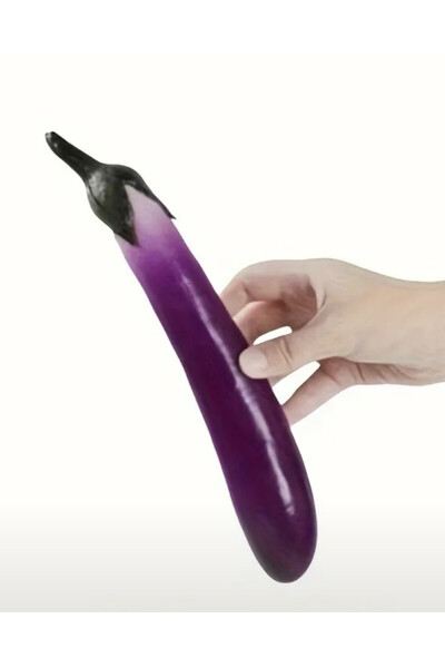 Fstyle 1 قطعة باذنجان اصطناعيّة من الجلود خضار زخرفة خزانة طعام عرض تصوير دعامة