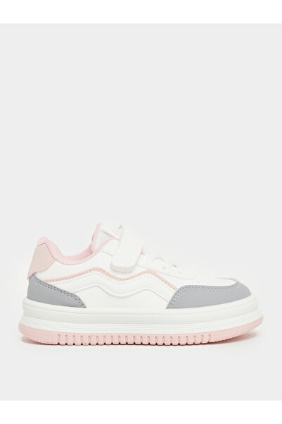 Styli Girls White Contrast Panel Sneakers