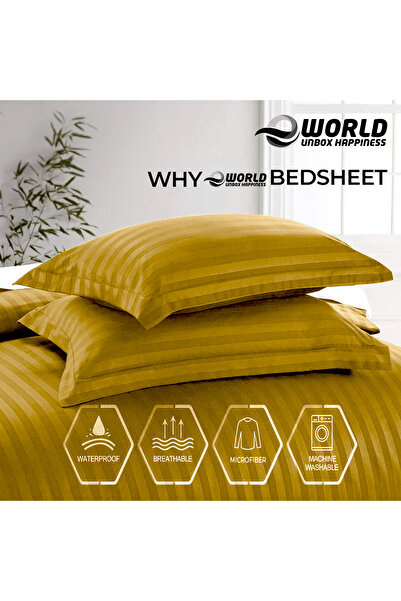 Eworld 4 Piece King Size White Striped Bedding Set – Microfiber Duvet Cover, Fitted Sheet & 2 Pillowcases