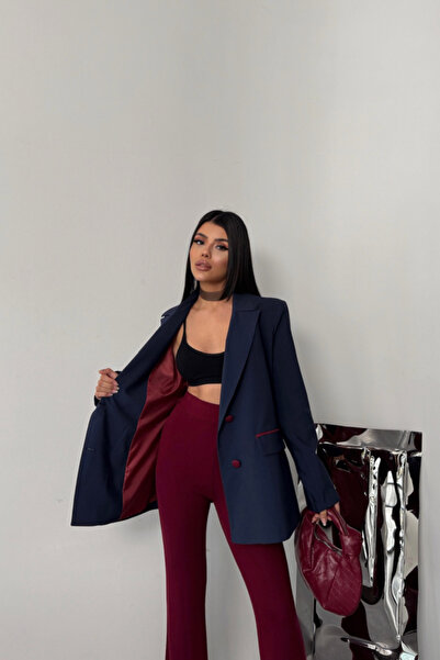 Queene Dreams Design Jacket Coating Buttoned - Navy Blue